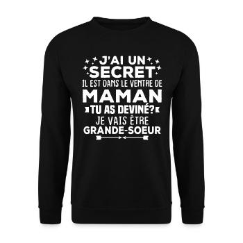 Tu as deviné je vais être grande soeur Humour - Sweat-shirt Unisexe - noir - Devant - Alina (178cm) & Michal (187cm)