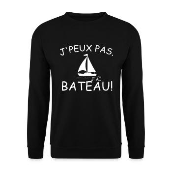 Je peux pas j ai BATEAU - Sweat-shirt Unisexe - noir - Devant - Alina (178cm) & Michal (187cm)