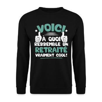 Voici à quoi ressemble un Retraité vraiment cool - Sweat-shirt Unisexe - noir - Devant - Alina (178cm) & Michal (187cm)