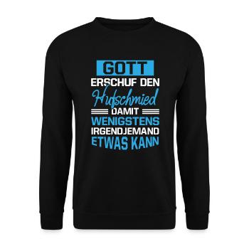 Gott Erschuf Hufschmied Handwerker Geschenk - Unisex Pullover - Schwarz - Vorne - Alina (178cm) & Michal (187cm)