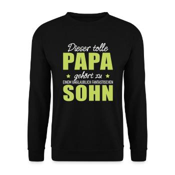Papa Gehört Zu Sohn Vaterschaft Nachwuchs Söhne - Unisex Pullover - Schwarz - Vorne - Alina (178cm) & Michal (187cm)