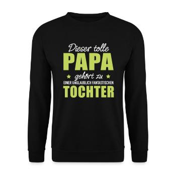 Papa Gehört Zu Tochter Vaterschaft Nachwuchs - Unisex Pullover - Schwarz - Vorne - Alina (178cm) & Michal (187cm)