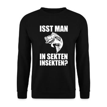 Sekten Insekten Lustig Angler Angeln Angelfreunde - Unisex Pullover - Schwarz - Vorne - Alina (178cm) & Michal (187cm)