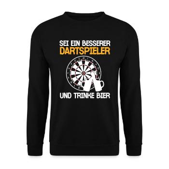 Bier Und Dart Kneipen Dartspieler Dartverein - Unisex Pullover - Schwarz - Vorne - Alina (178cm) & Michal (187cm)