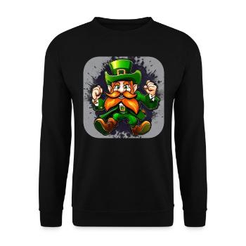 Saint Patricks Day Irish Kobold Leprechaun Wichtel - Unisex Pullover - Schwarz - Vorne - Alina (178cm) & Michal (187cm)