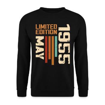 May 1955 Vintage Born In May 1955 Birthday - Unisex Sweatshirt - black - Front - Alina (178cm) & Michal (187cm)