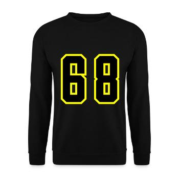 68 Zahl Trikot - Unisex Pullover - Schwarz - Vorne - Alina (178cm) & Michal (187cm)