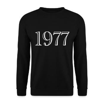 1977 - Geschenk geboren 1977 - Unisex Pullover - Schwarz - Vorne - Alina (178cm) & Michal (187cm)