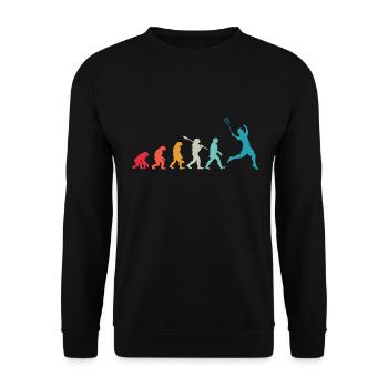 Badminton Evolution Gift for Badminton Players - Unisex Sweatshirt - black - Front - Alina (178cm) & Michal (187cm)