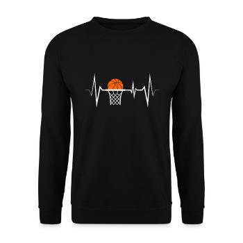 Basketball Basketballer Herzschlag - Unisex Pullover - Schwarz - Vorne - Alina (178cm) & Michal (187cm)