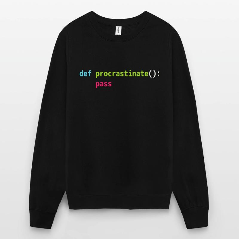 Lustiges Python Code Design def procrastinate pass Unisex Pullover