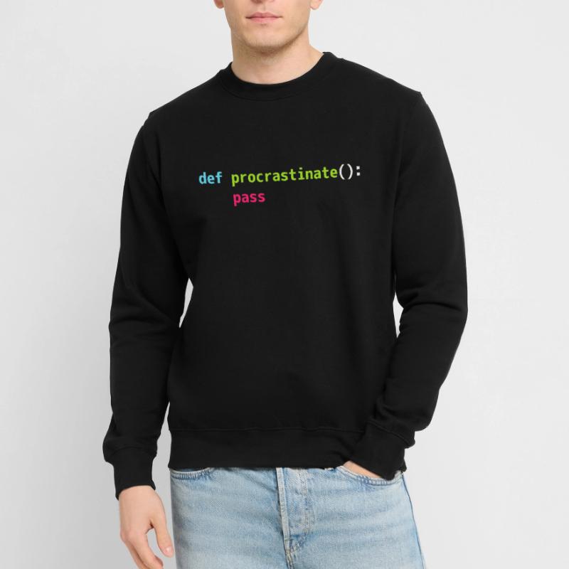 Funny Python code design def procrastinate pass Unisex Sweatshirt