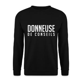 Donneuse De Conseils Leçons Morale Humour - Sweat-shirt Unisexe - noir - Devant - Alina (178cm) & Michal (187cm)
