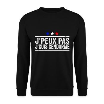 J'peux pas j'suis Gendarme Cadeau Humour - Sweat-shirt Unisexe - noir - Devant - Alina (178cm) & Michal (187cm)