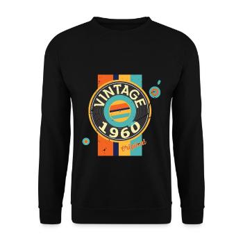 Scarf Plate Vinyl 1960 Birthday Record Player - Unisex Sweatshirt - black - Front - Alina (178cm) & Michal (187cm)