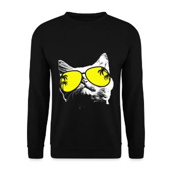 Katze Sonnenbrille Kätzchen Katzenliebe Katzenlieb - Unisex Pullover - Schwarz - Vorne - Alina (178cm) & Michal (187cm)