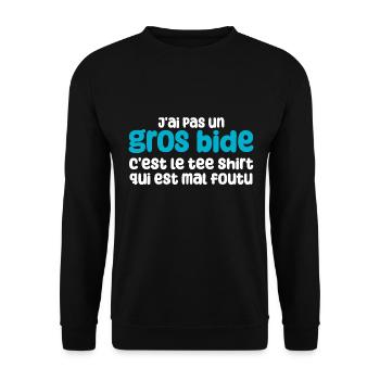 Humour Drôle Gros Bide Cadeau Papa - Sweat-shirt Unisexe - noir - Devant - Alina (178cm) & Michal (187cm)