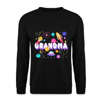 Grandma Outer Space Birthday Party Family Boys - Unisex Sweatshirt - black - Front - Alina (178cm) & Michal (187cm)