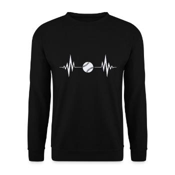Baseball Herzschlag - Unisex Pullover - Schwarz - Vorne - Alina (178cm) & Michal (187cm)