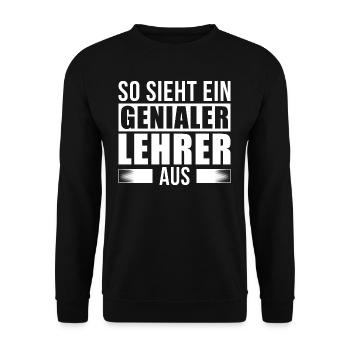 Genialer Lehrer - Unisex Pullover - Schwarz - Vorne - Alina (178cm) & Michal (187cm)