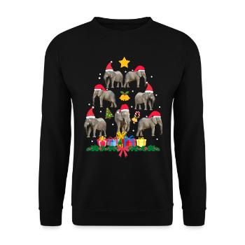 Éléphant à Noël. Cadeau de Noël - Sweat-shirt Unisexe - noir - Devant - Alina (178cm) & Michal (187cm)