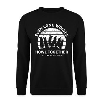 Even Lone Wolfs Howl Together - Unisex Sweatshirt - black - Front - Alina (178cm) & Michal (187cm)