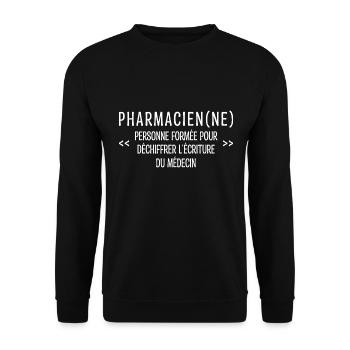 Pharmacien(ne Définition Drôle Idée Cadeau Médecin - Sweat-shirt Unisexe - noir - Devant - Alina (178cm) & Michal (187cm)