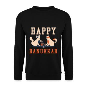 Cats Jewish Christmas Jew Happy Hanukkah - Unisex Sweatshirt - black - Front - Alina (178cm) & Michal (187cm)