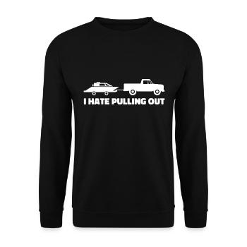 Ich hasse es, einen Retro-Bootskapitän herauszuziehen - Unisex Pullover - Schwarz - Vorne - Alina (178cm) & Michal (187cm)