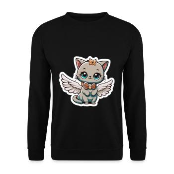 Cat Guardian Angel Gift - Unisex Sweatshirt - black - Front - Alina (178cm) & Michal (187cm)