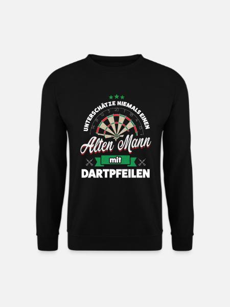 UNTERSCHÄTZE NIE ALTEN MANN DART PFEILE GESCHENK - Unisex Pullover - Schwarz