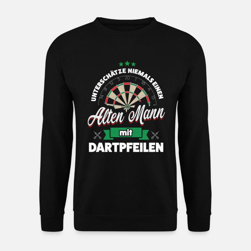 UNTERSCHÄTZE NIE ALTEN MANN DART PFEILE GESCHENK - Unisex Pullover - Schwarz
