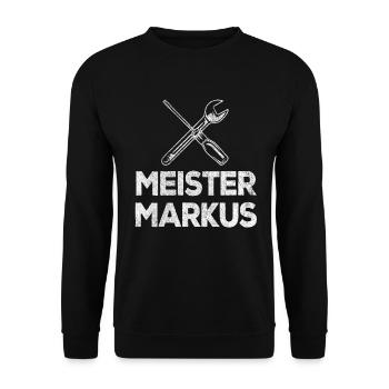 Meister Markus Auto KFZ-Mechaniker Handwerker - Unisex Pullover - Schwarz - Vorne - Alina (178cm) & Michal (187cm)