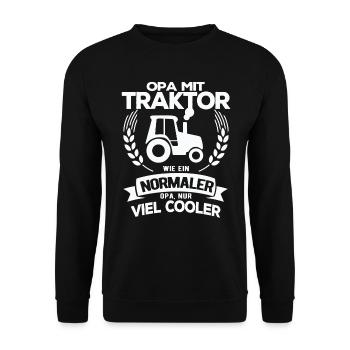 Opa Traktor Lustiger Landwirt Bauer Spruch - Unisex Pullover - Schwarz - Vorne - Alina (178cm) & Michal (187cm)