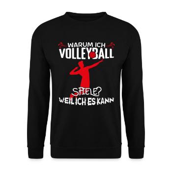 Volleyball Volleyballtrainer Warum ich Volleyball - Unisex Pullover - Schwarz - Vorne - Alina (178cm) & Michal (187cm)