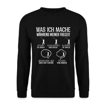 Fischen Angeln Fisch Symbol - Unisex Pullover - Schwarz - Vorne - Alina (178cm) & Michal (187cm)