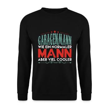 Valentines Garagenmann Mechaniker - Unisex Pullover - Schwarz - Vorne - Alina (178cm) & Michal (187cm)