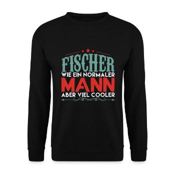 Angler Papa Angeln Fischer Fischen Geschenk papa ! - Unisex Pullover - Schwarz - Vorne - Alina (178cm) & Michal (187cm)