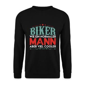 Old School Biker Chopper Motorradfahrer - Unisex Pullover - Schwarz - Vorne - Alina (178cm) & Michal (187cm)