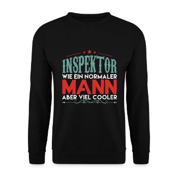 INSPEKTOR WIE EIN NORMALER MANN ABER VIEL COOLER - Unisex Pullover - Schwarz - Vorne - Alina (178cm) & Michal (187cm)