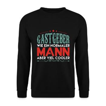 Gastgeber - gastgeber WIE EIN NORMALER MANn - Unisex Pullover - Schwarz - Vorne - Alina (178cm) & Michal (187cm)