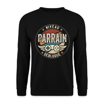 Niveau parrain débloqué - Sweat-shirt Unisexe - noir - Devant - Alina (178cm) & Michal (187cm)