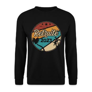Retired 2023 Original Vintage Retirement Humor - Unisex Sweatshirt - black - Front - Alina (178cm) & Michal (187cm)