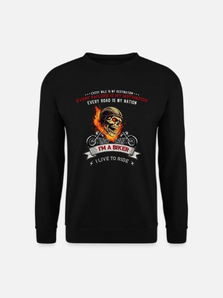 Biker Lifestyle Motorrad mit Totenkopf - Unisex Pullover - Schwarz