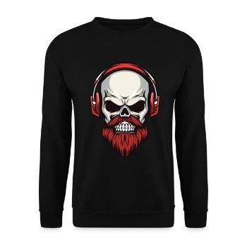 Totenkopf im Hipster-Stil - Unisex Pullover - Schwarz - Vorne - Alina (178cm) & Michal (187cm)