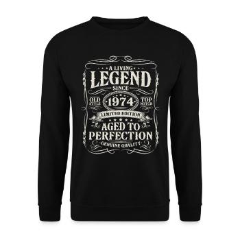 Né en 1974 Légende vivante depuis 1974 - Sweat-shirt Unisexe - noir - Devant - Alina (178cm) & Michal (187cm)