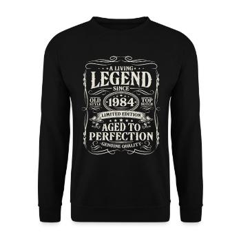 Né en 1984 Légende vivante depuis 1984 - Sweat-shirt Unisexe - noir - Devant - Alina (178cm) & Michal (187cm)