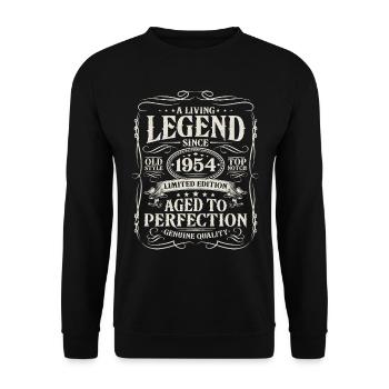 Né en 1954 Légende vivante depuis 1954 - Sweat-shirt Unisexe - noir - Devant - Alina (178cm) & Michal (187cm)