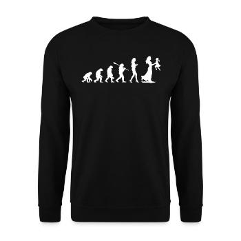 Mama Mother Evolution - Geschenk für werdende Mütter - Unisex Pullover - Schwarz - Vorne - Alina (178cm) & Michal (187cm)