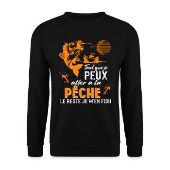 Tant que je peux aller a la pèche le reste je m'en - Sweat-shirt Unisexe - noir - Devant - Alina (178cm) & Michal (187cm)